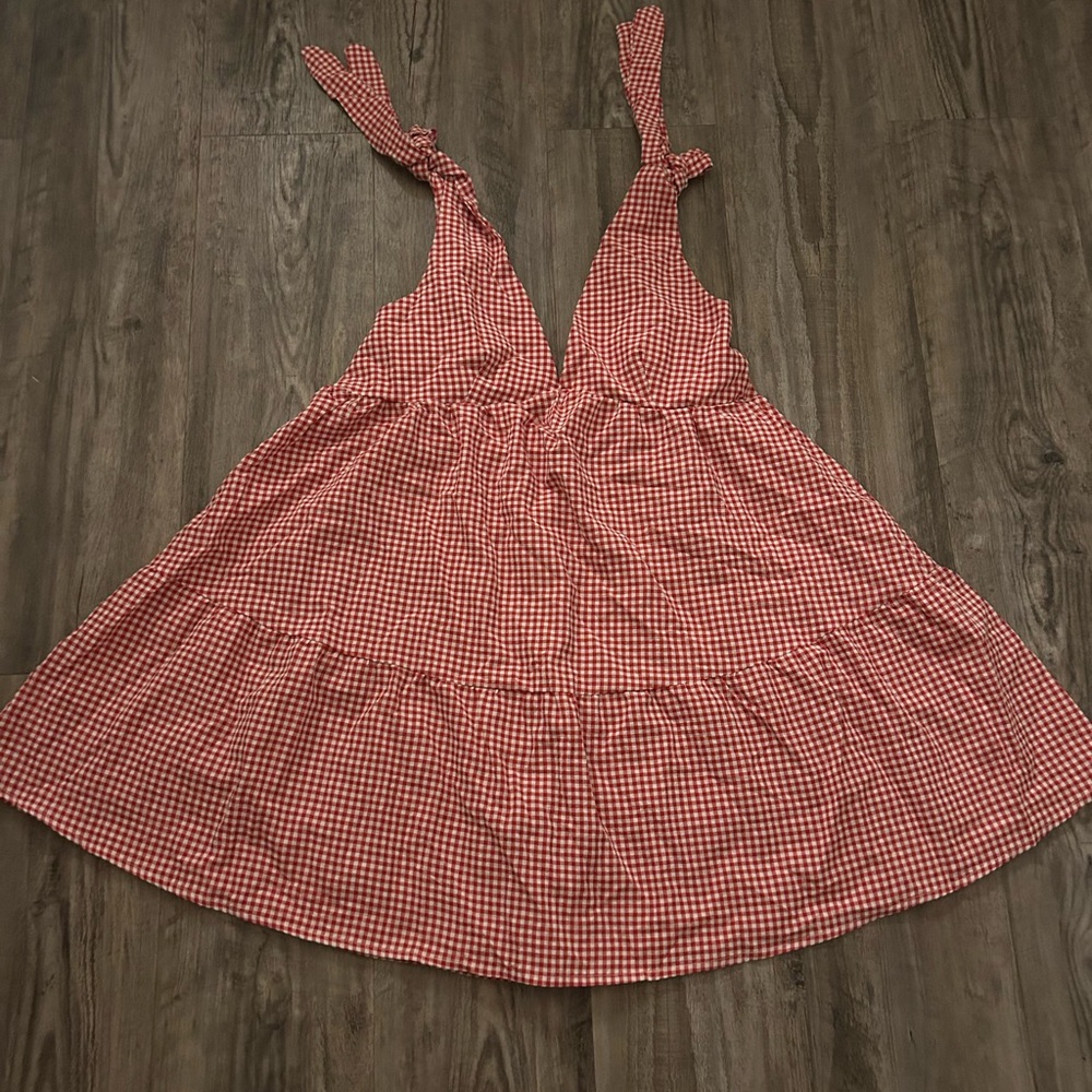 Red Gingham Sleeveless Dress